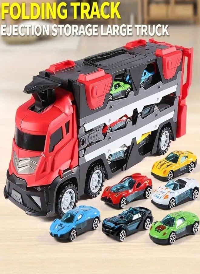 CIRBOX deformable Folding Catapult Rail Transport Truck Storage Container Toy car Set Two-in-one with 6 Alloy Cars, is Perfect as a for Boys and Girls Over 3 Years Old. (Transport Truck) - Image 3